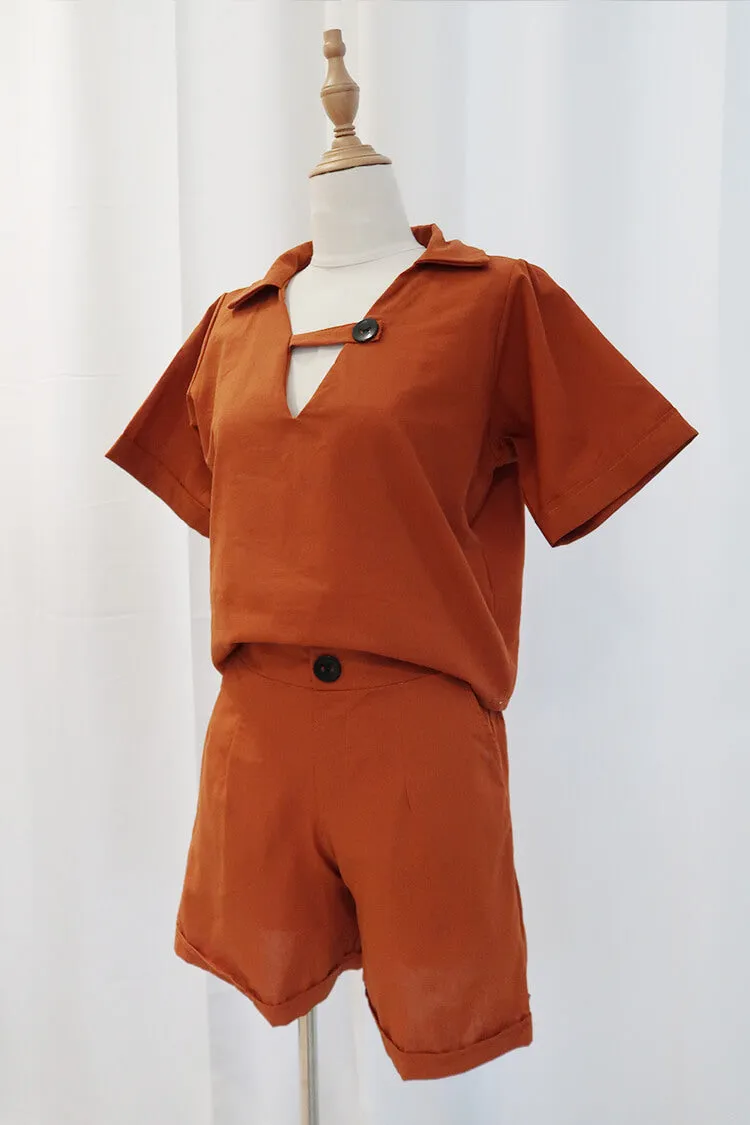 Ina Collared Linen Coordinates