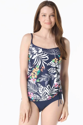 Thermal Regulation Technology PortableOption Indigo Jungle Side Shirred Tankini Top
