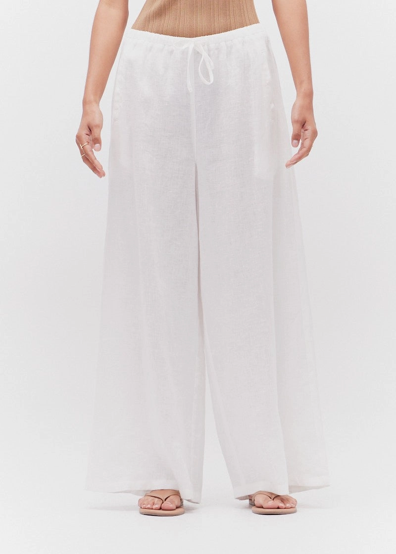 JACKIE WIDE-LEG LINEN PANTS Soft Material