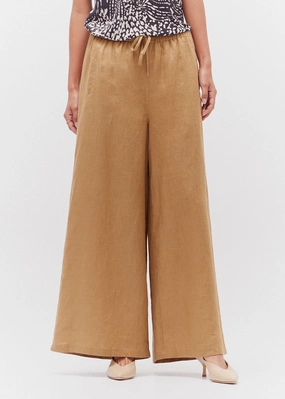 JACKIE WIDE-LEG LINEN PANTS Belt loops Breathable back panel