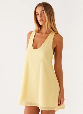 Elegant Line Industry Mini Dress - Pastel Yellow