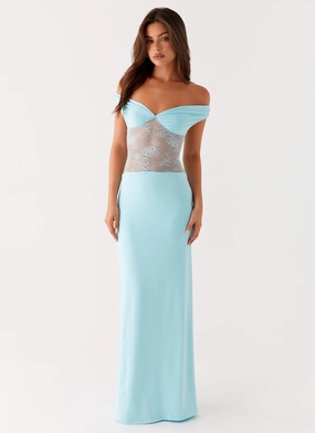 Lounge Texture All-Purpose Comfort Infatuation Lace Maxi Dress - Turquoise