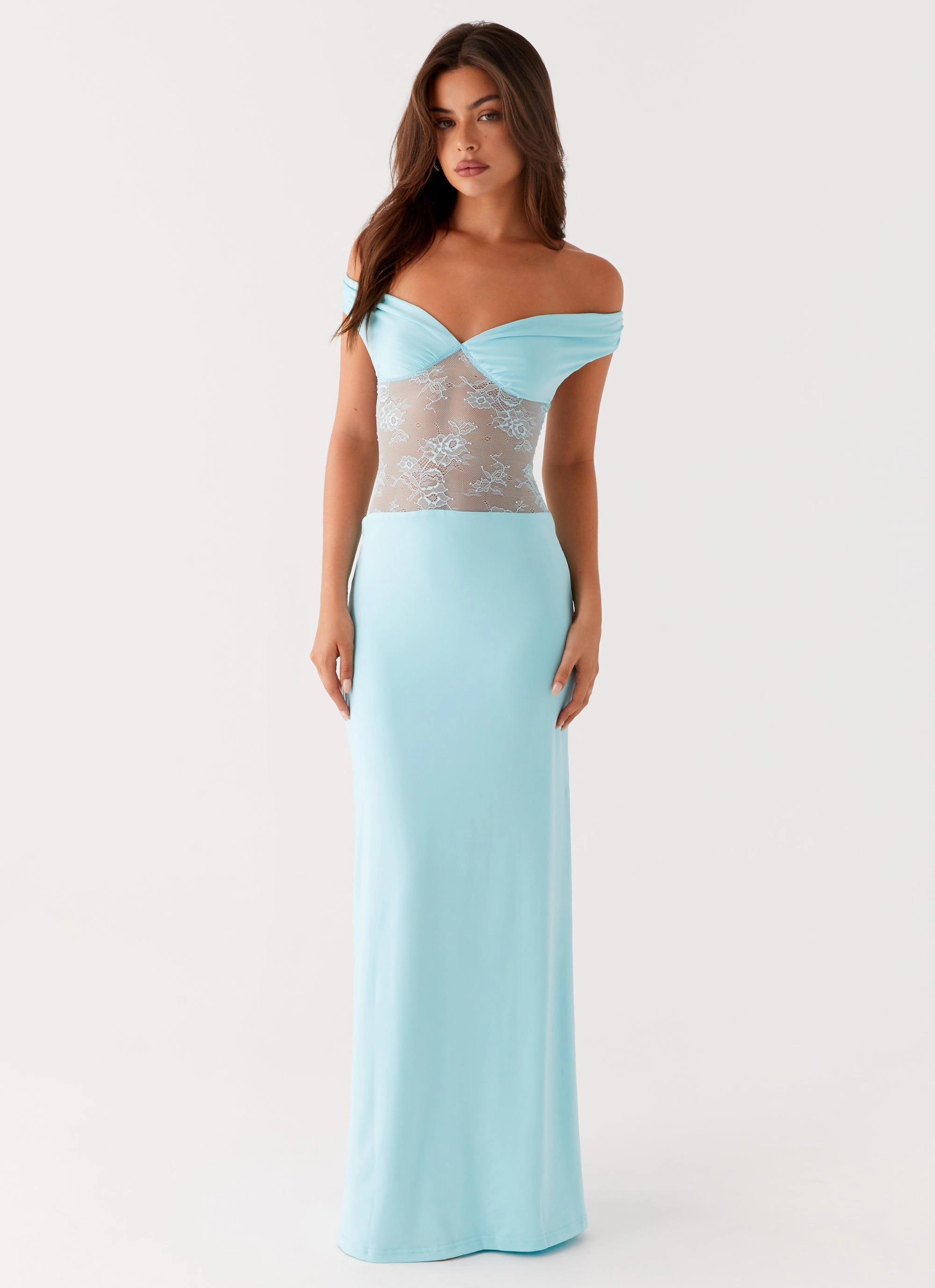 Lounge Texture All-Purpose Comfort Infatuation Lace Maxi Dress - Turquoise