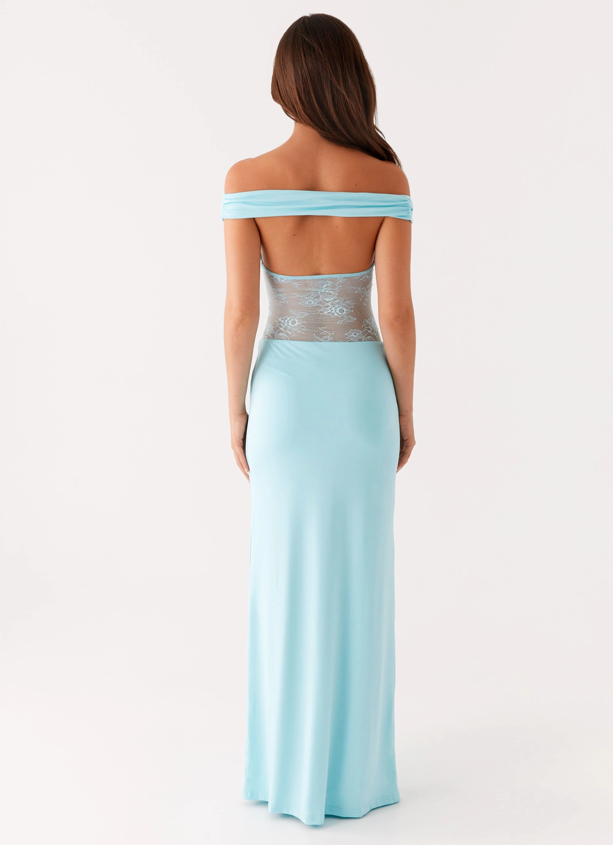 Noble Glow Soft Balance Infatuation Lace Maxi Dress - Turquoise