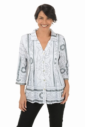 Reflective Trim Arthena Pleated Button-Front Shirt