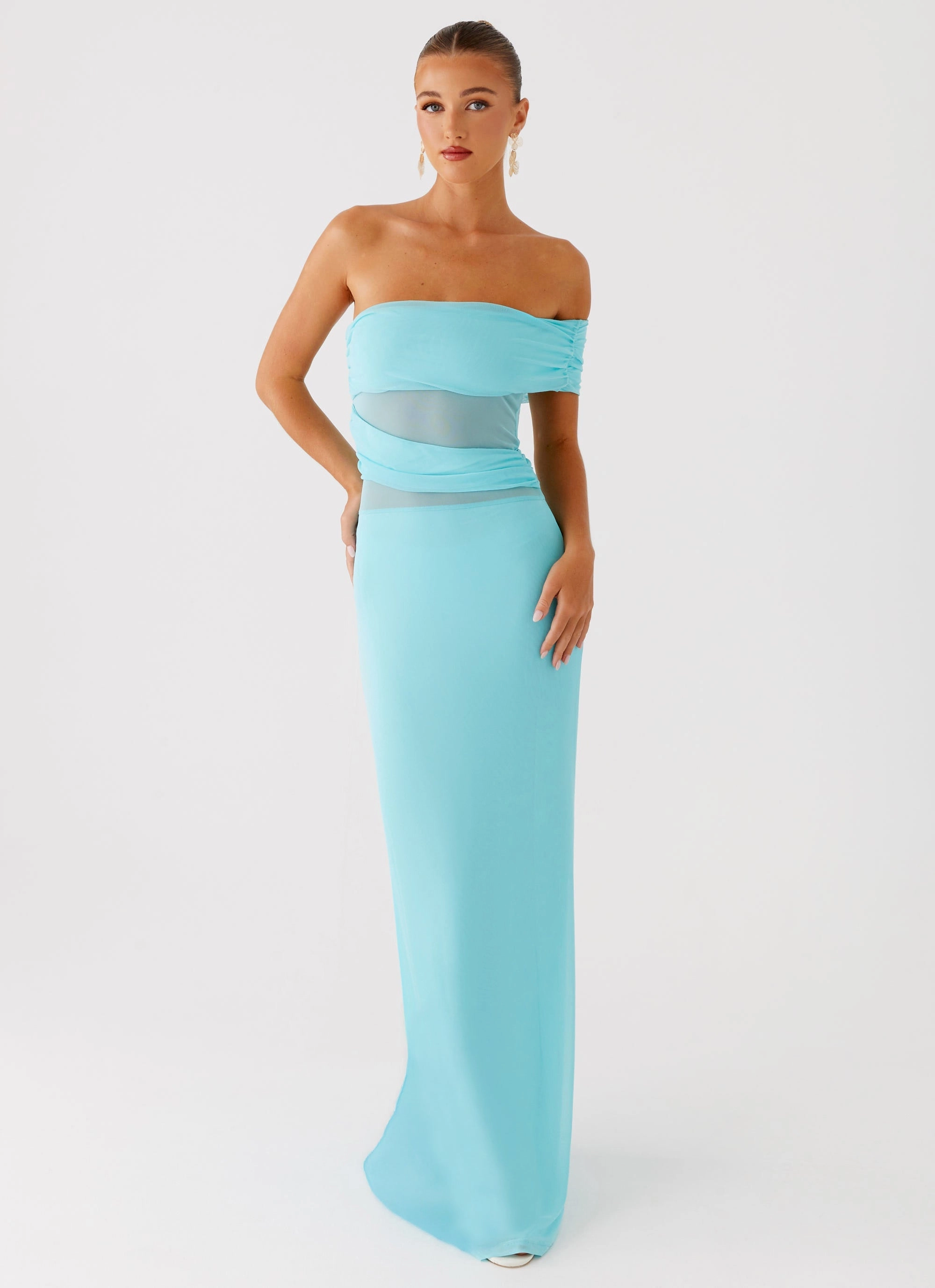 Flattering bodycon dress Texture Edge Lumi Maxi Dress - Turquoise