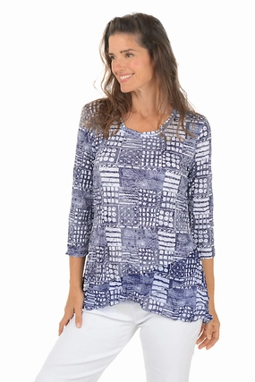 LayeredPanel Tic-Tac-Toe Crinkle Burnout Layered Hem Top