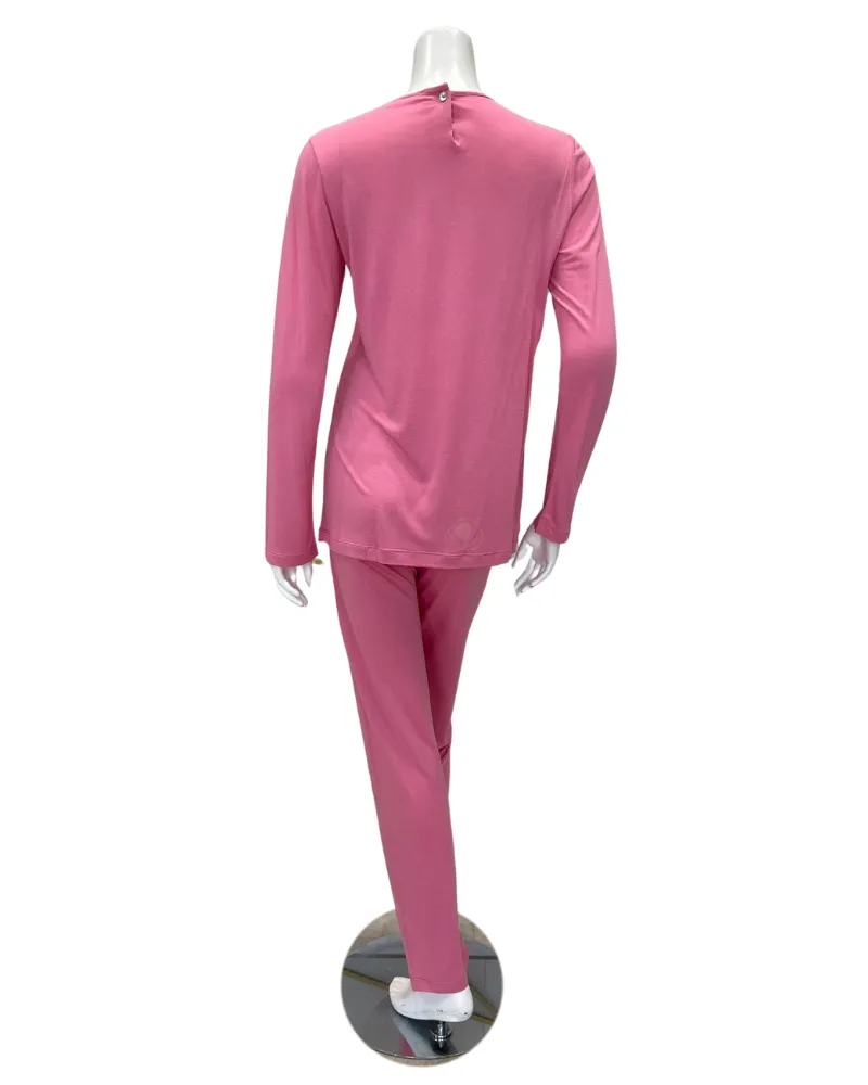 Iora Lingerie Hot Pink Lace Detail Modal Pajamas Set