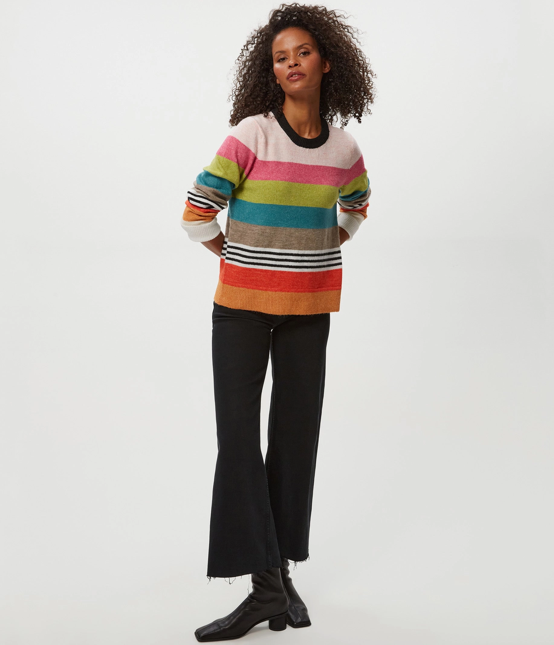 IRENE STRIPE CREW NECK PULLOVER Tagless Comfort Collar All Weather Performance Fabric