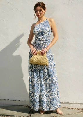 Comfy and Chic Fashion Layers IRIS AZALEA MOSAIC ONE-SHOULDER MAXI DRESS