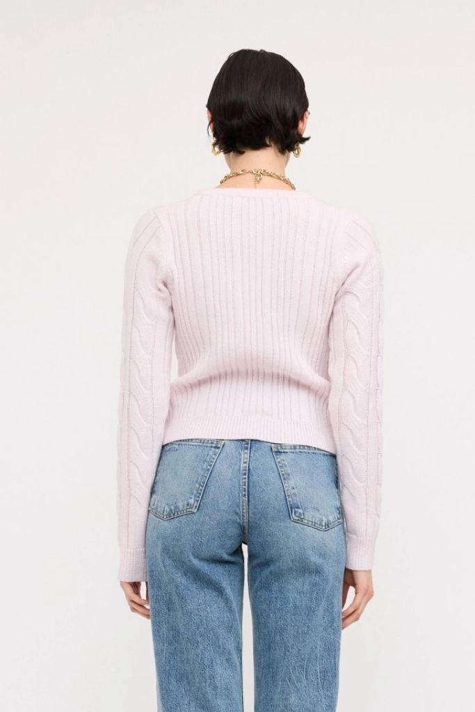 Wrinkle Resistant Iris Bow Front Cable Cardigan