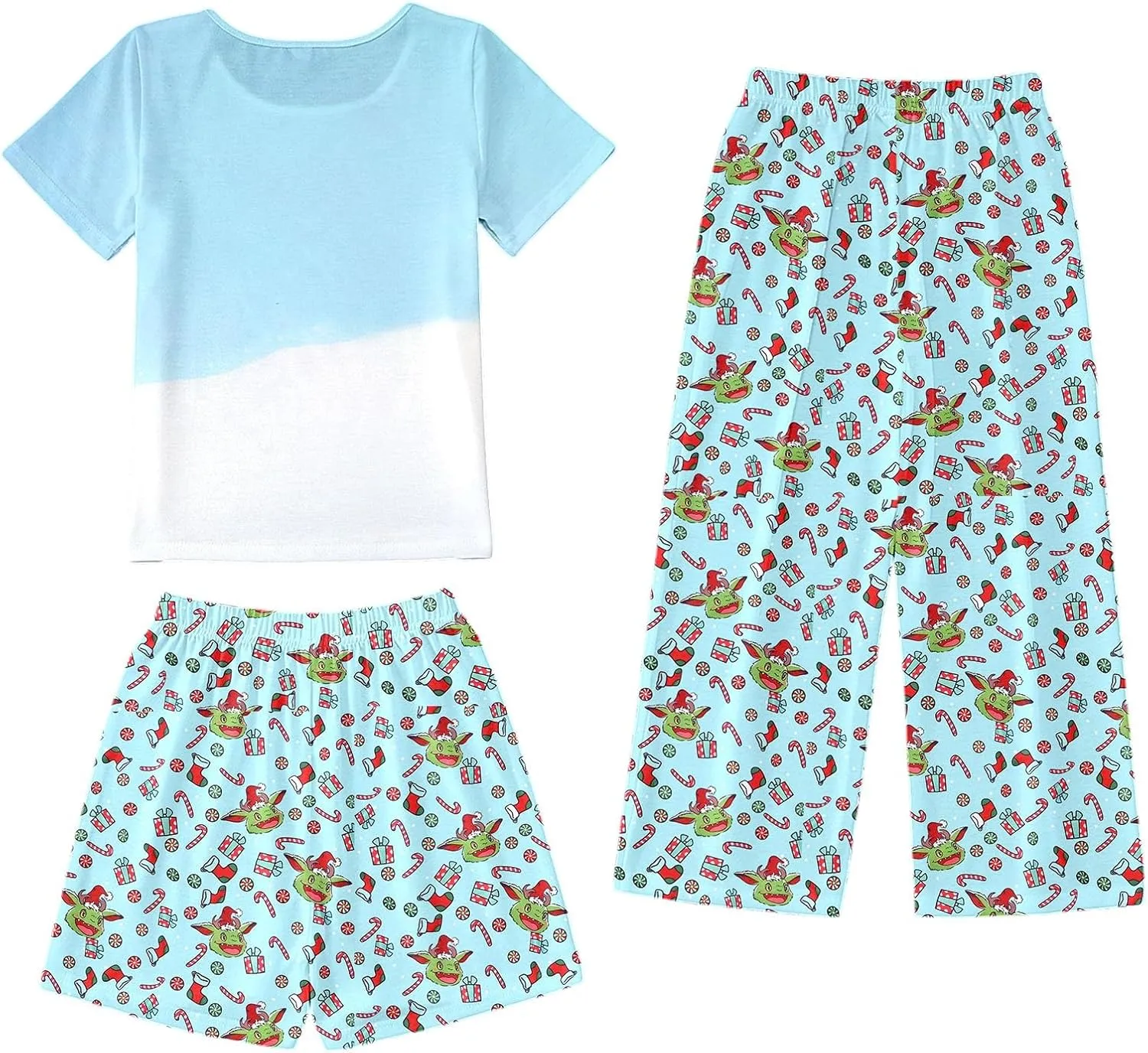 irls Pajama Set 3 Piece Short Sleeve Sleepwear Soft Cute Prints Pjs Outfits Short Sleeve T-Shirt And Shorts Pants Sets