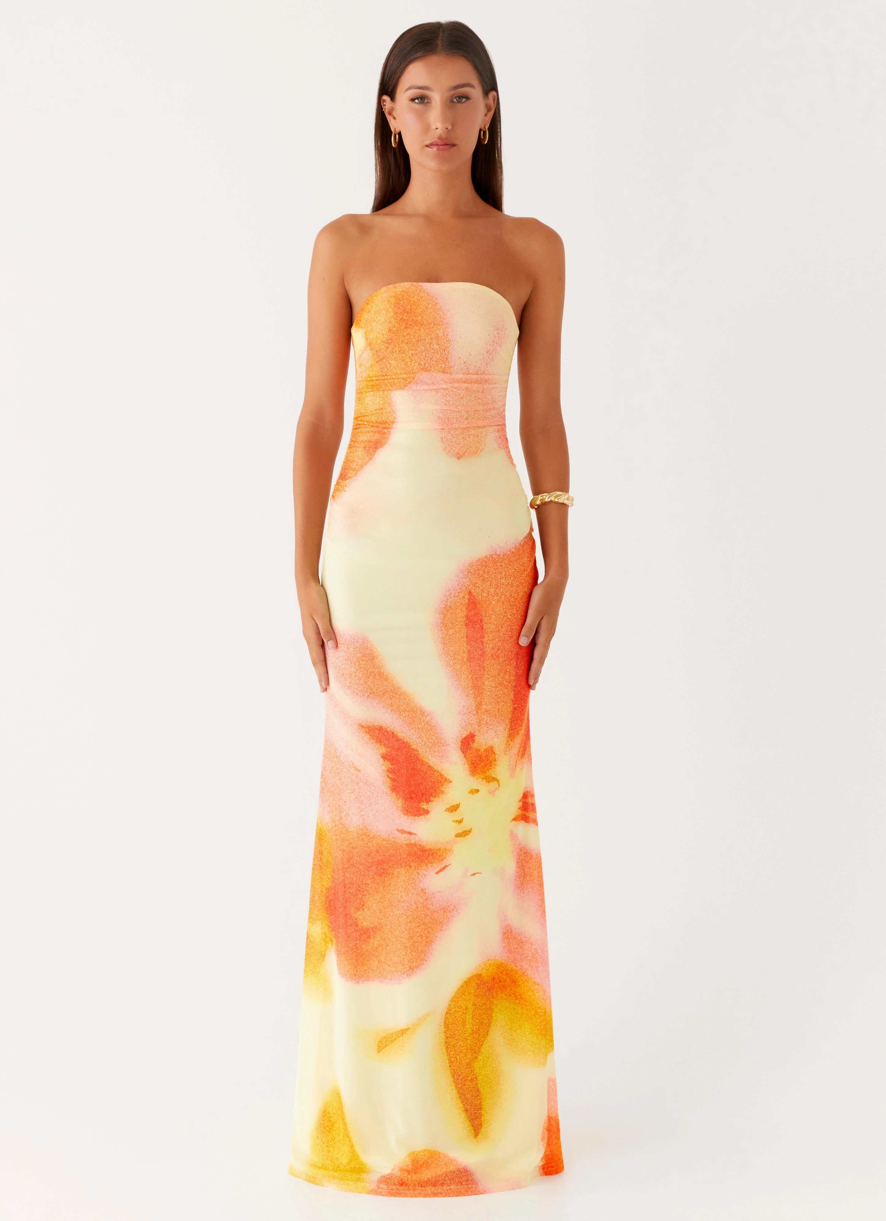 Iroha Strapless Maxi Dress - Mimosa Blossom Casual Chic Wear Work Fitwear