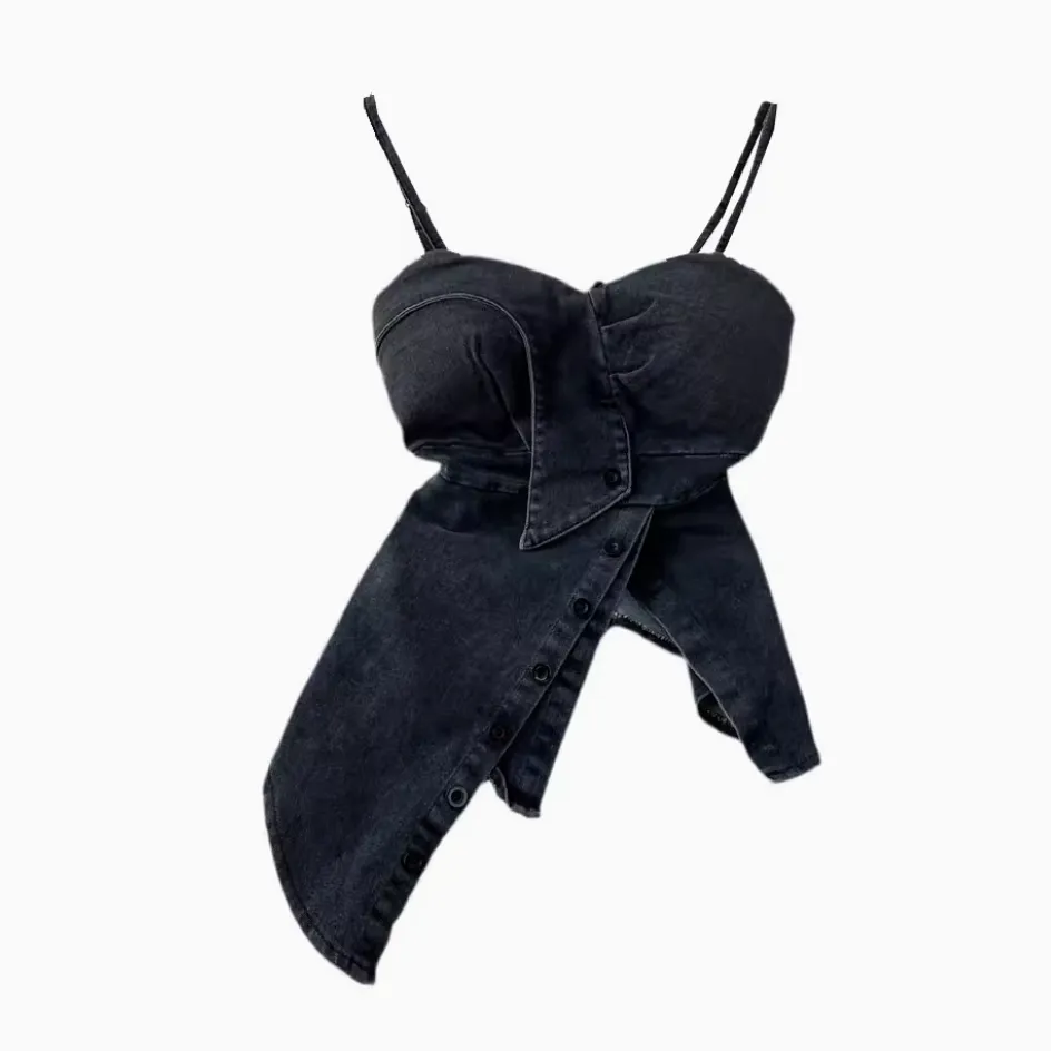 Irregular Design Padded Denim Camisole