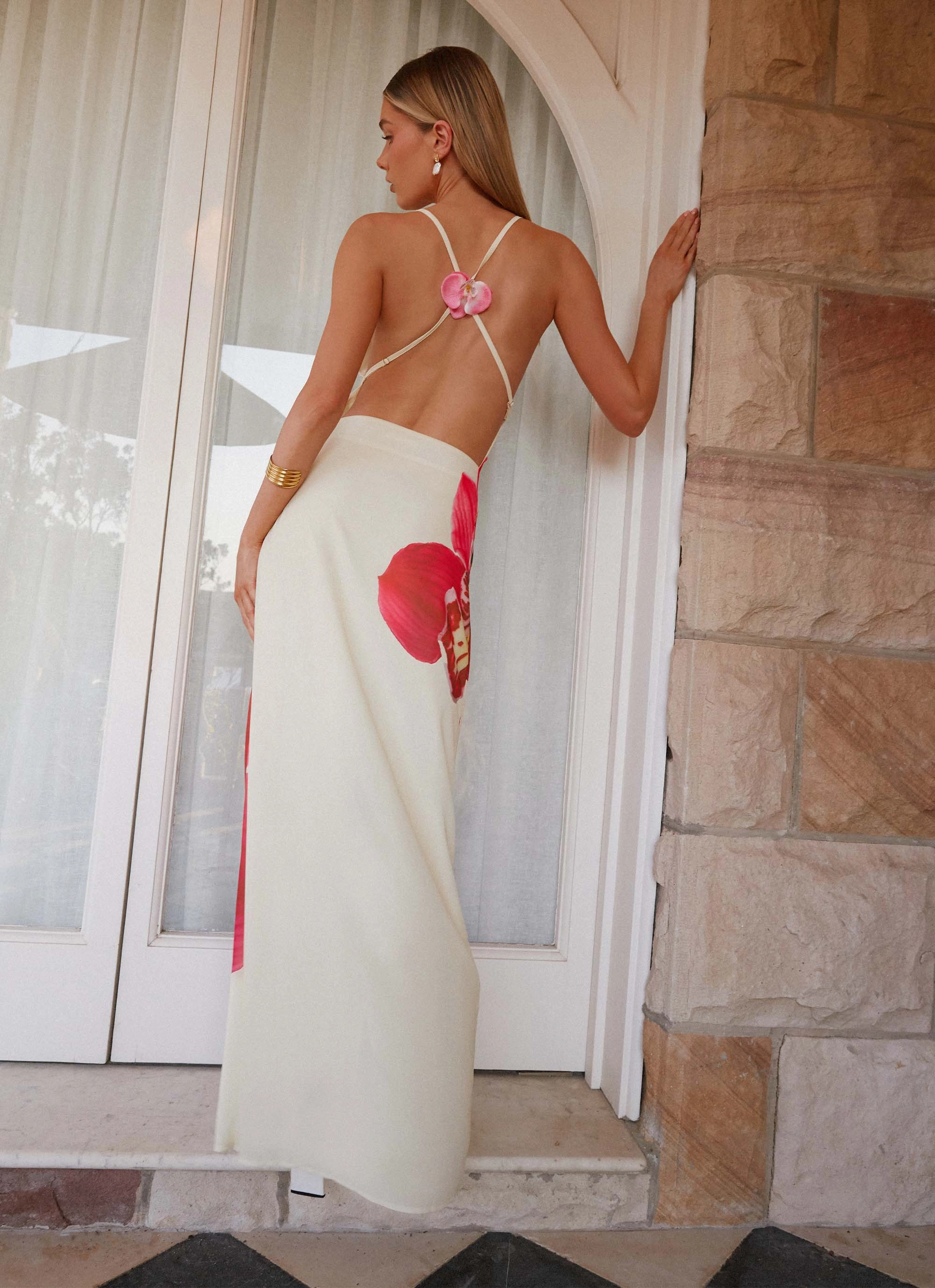 Island Girl Maxi Dress - Yellow Grace Flow Fold-Over-Detail