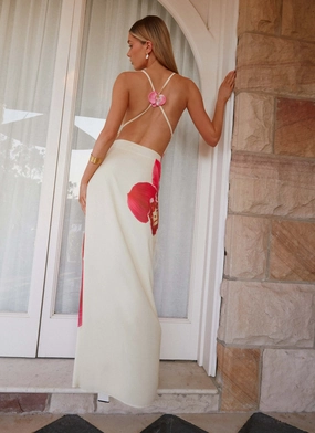 Island Girl Maxi Dress - Yellow Grace Flow Fold-Over-Detail