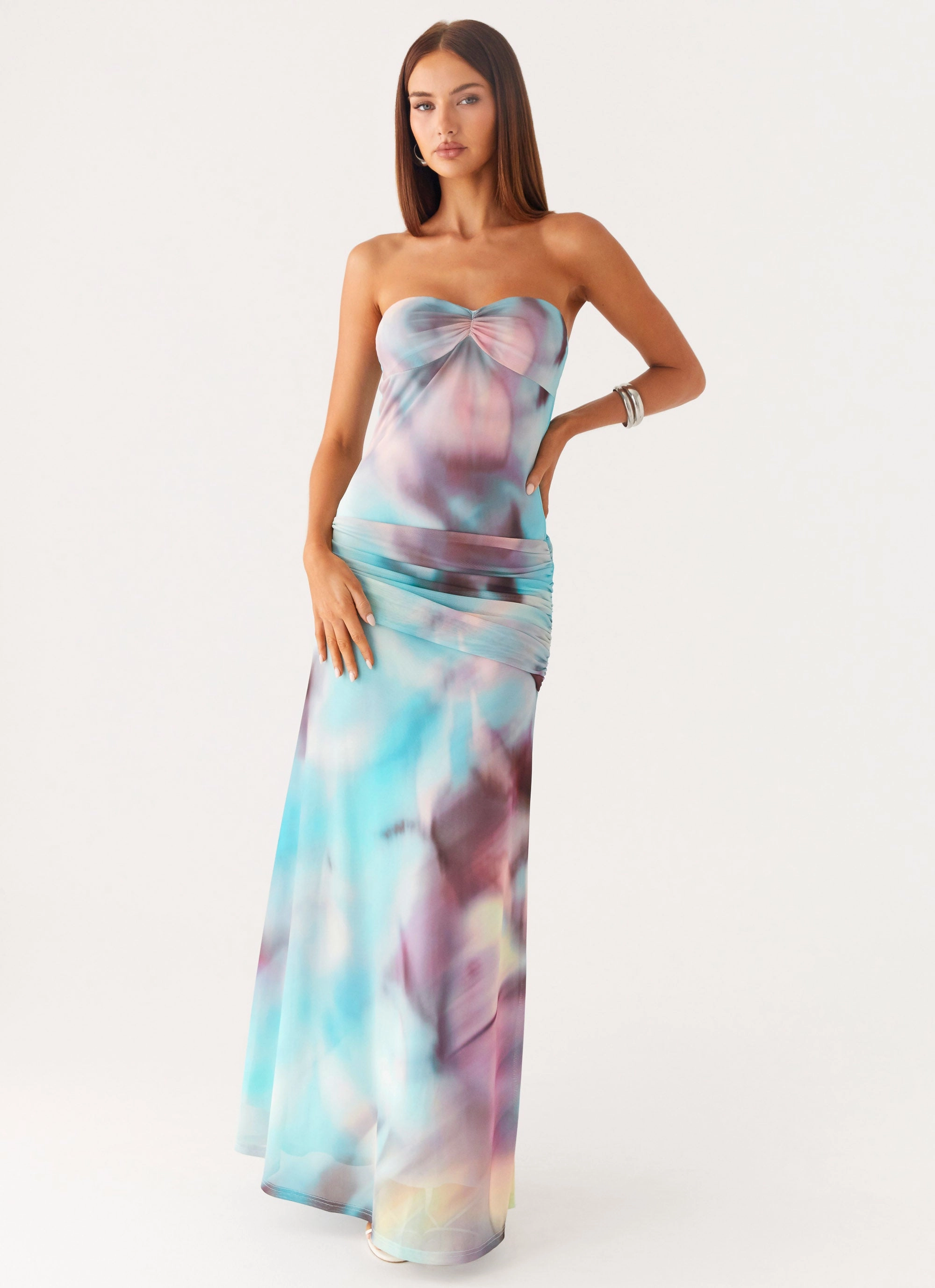 Softly Structured Work Look Isle Escape Mesh Maxi Dress - Sea Splash