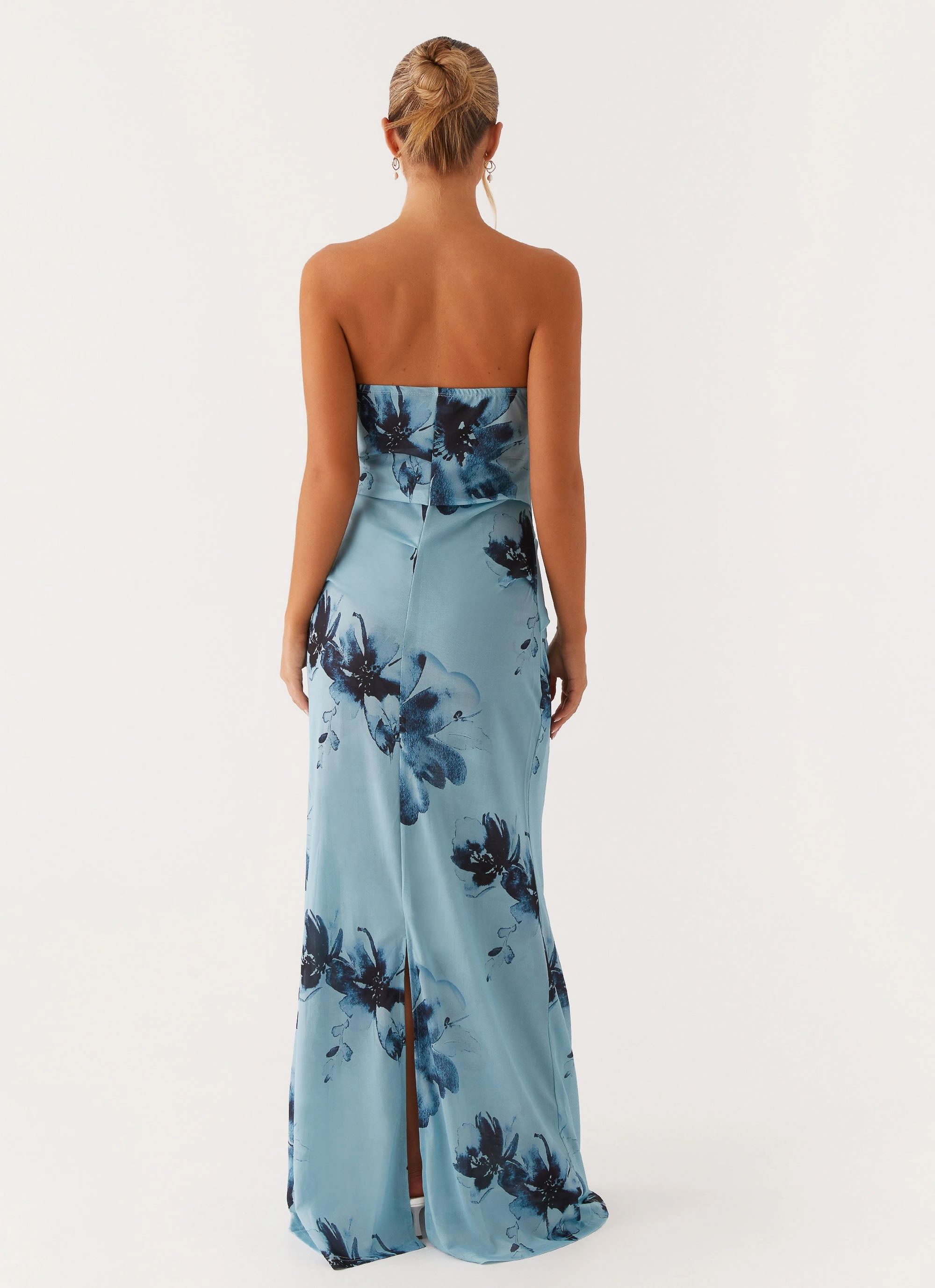 Field Of Dreams Maxi Dress - Blue Black Floral Sophisticated Wear Easy Flow