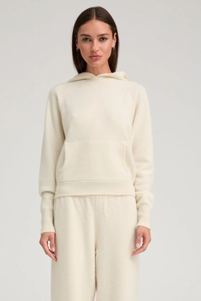 Ivory Cashmere Hoodie Wrinkle resistant fabric