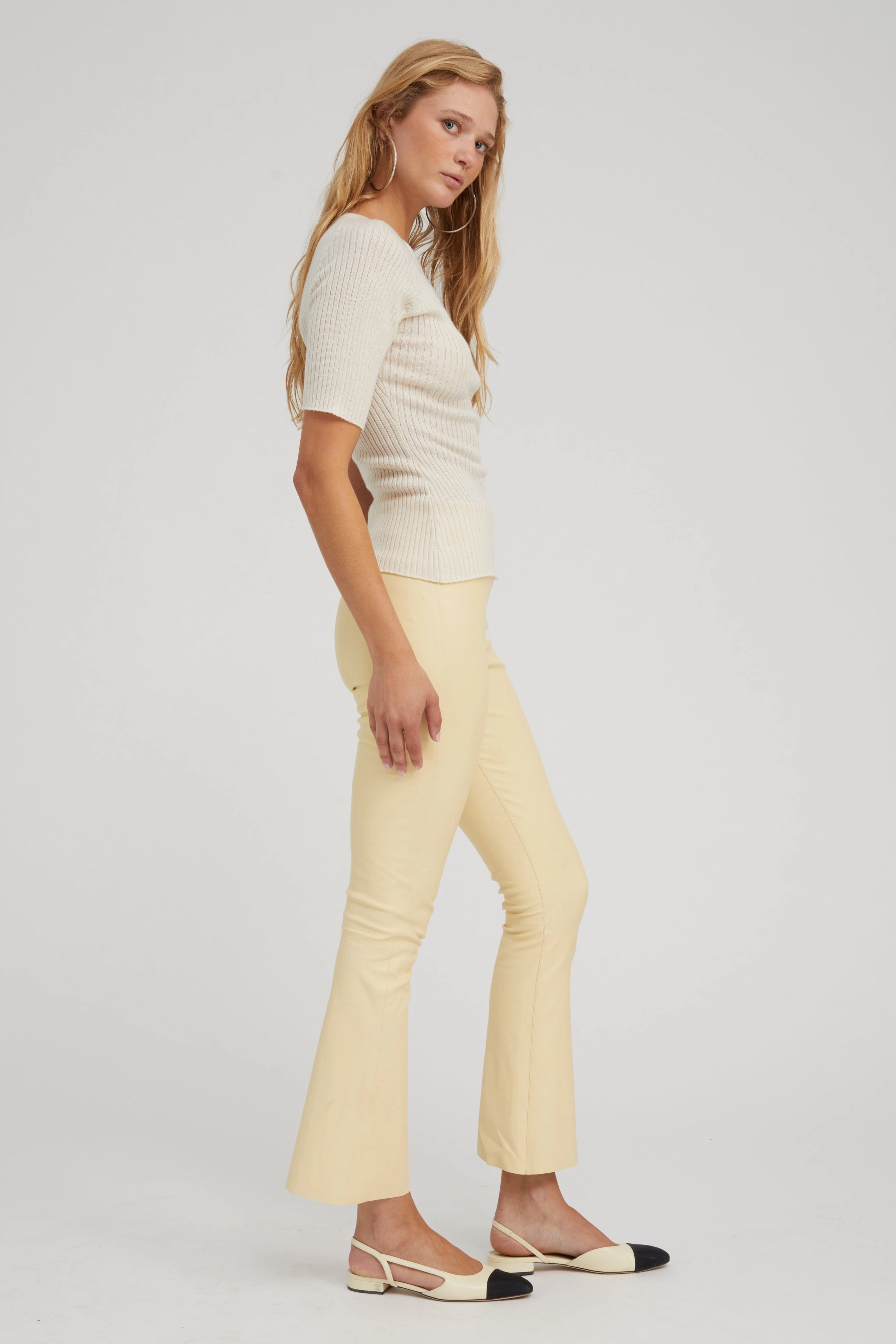 Ivory Cashmere Mid Sleeve Crewneck LightweightDesign