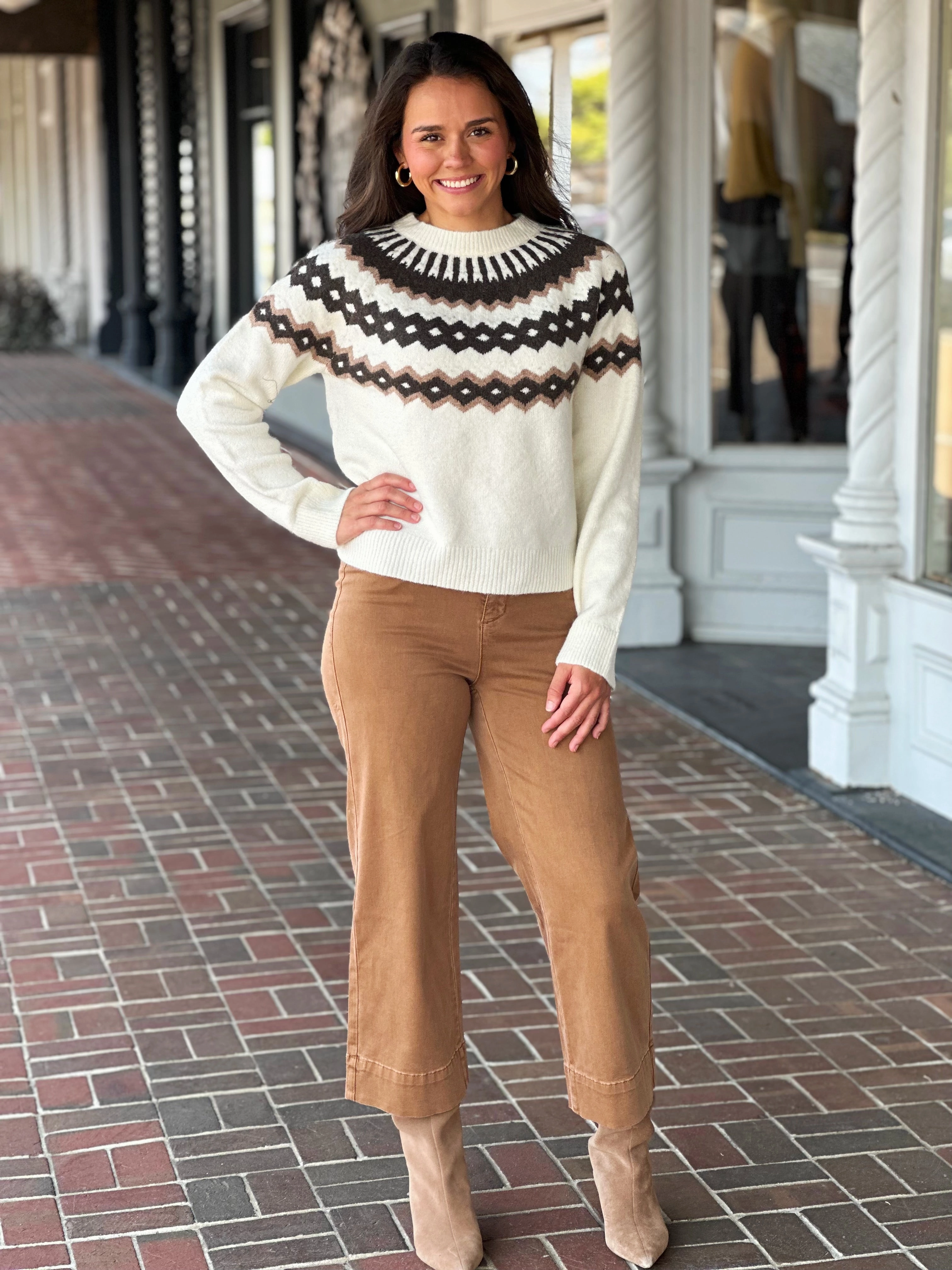 Ivory Pattern Sweater RollUpCuff