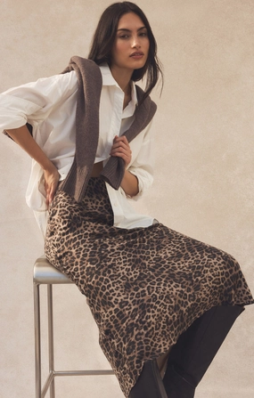 Wrinkle Resistant Finish IZABEL LEOPARD SKIRT