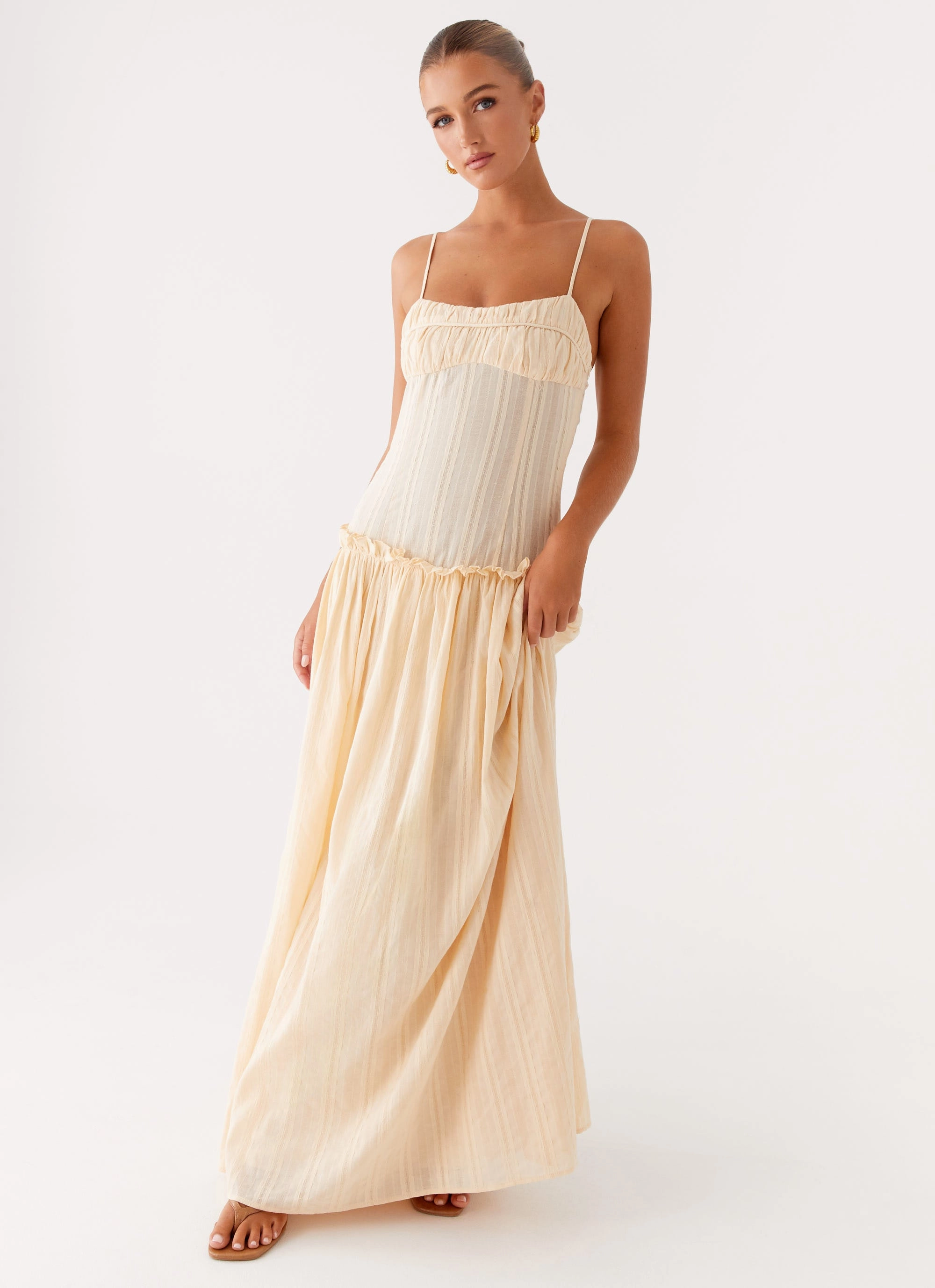 Inner Smile Jacinda Drop Waist Maxi Dress - Cream