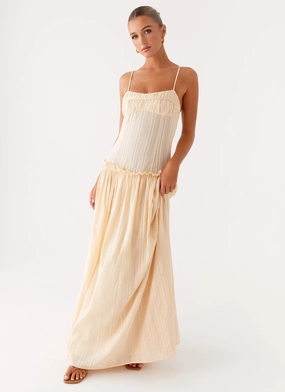 Inner Smile Jacinda Drop Waist Maxi Dress - Cream