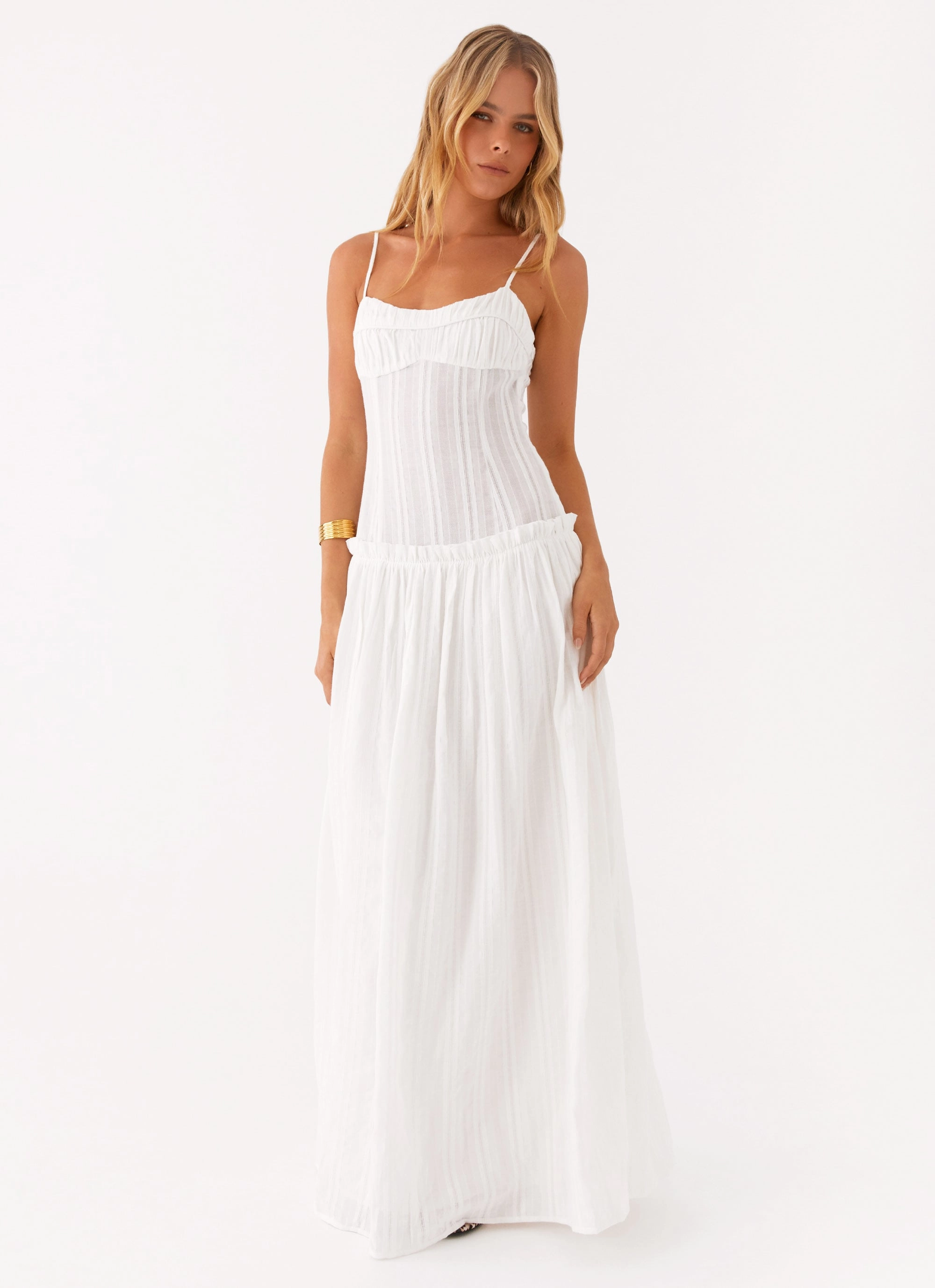 Office Shape Jacinda Drop Waist Maxi Dress - Ivory