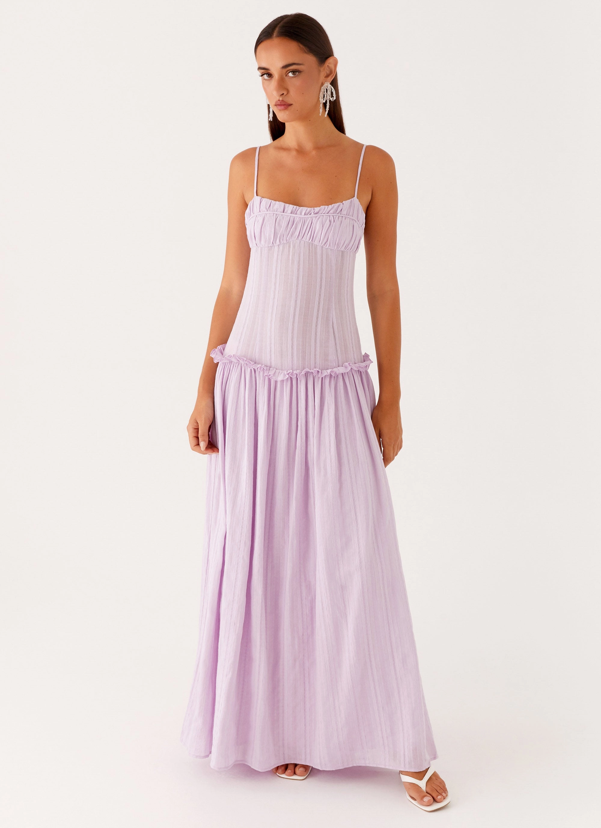 Sophisticated Line Jacinda Drop Waist Maxi Dress - Lavender