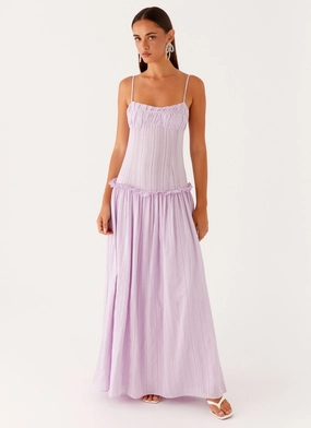 Sophisticated Line Jacinda Drop Waist Maxi Dress - Lavender