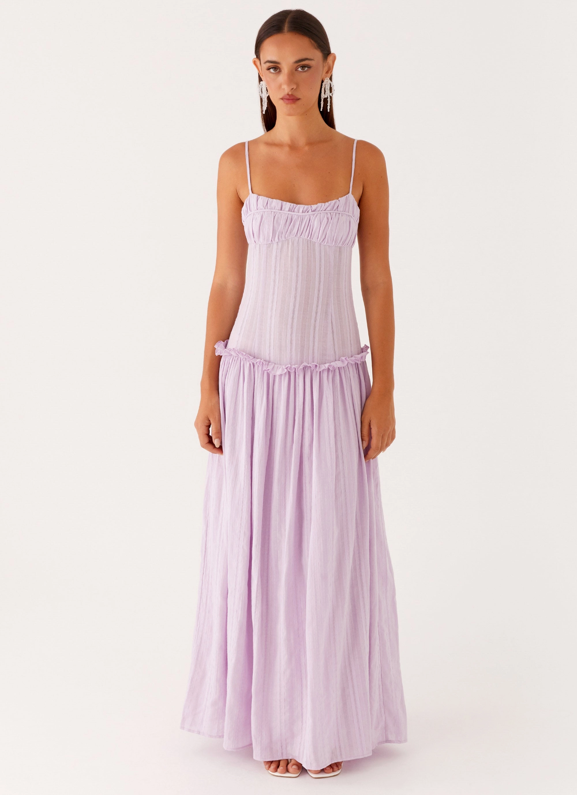 Jacinda Drop Waist Maxi Dress - Lavender Chill Style