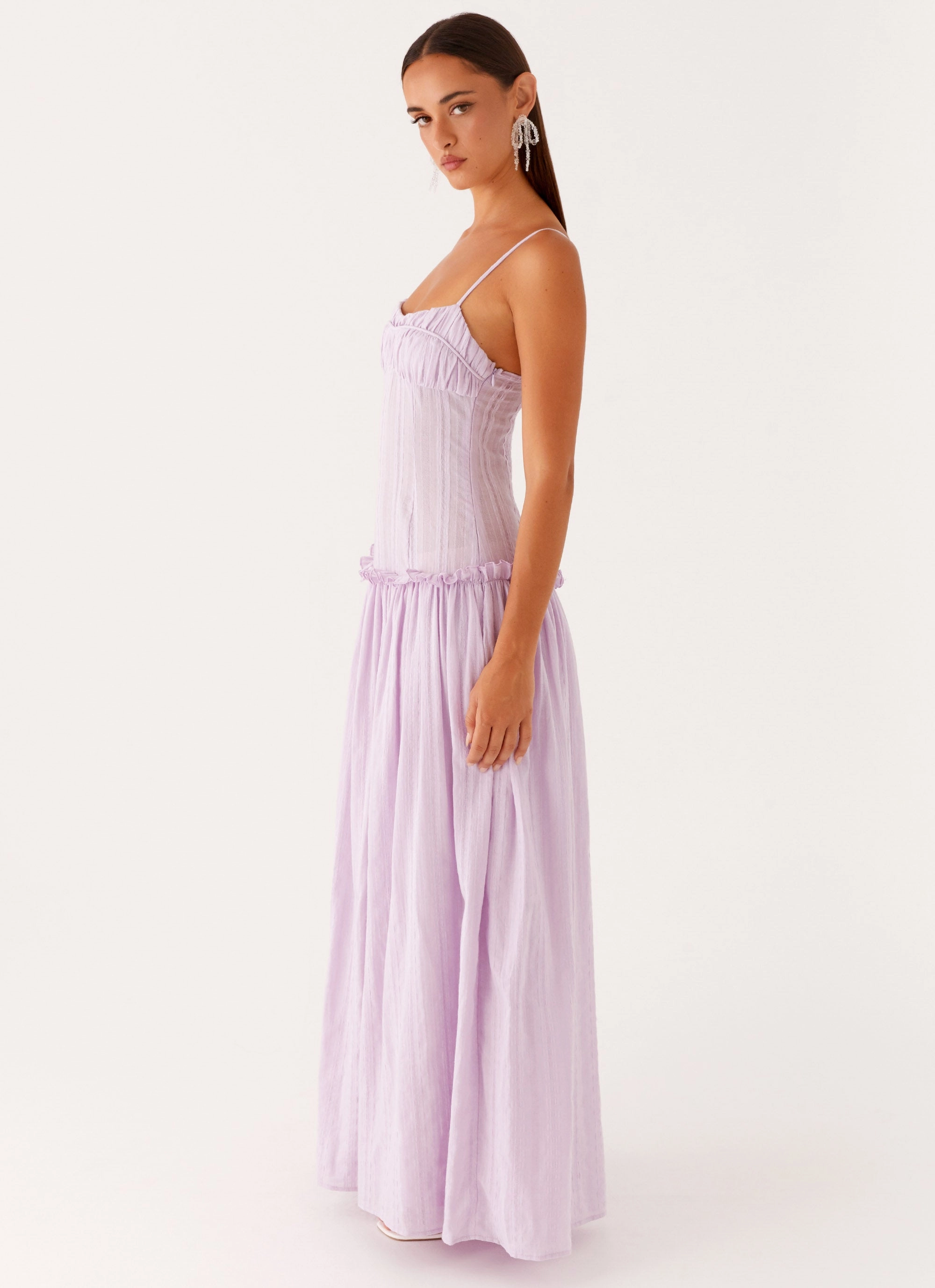 French Vibe Flattering Look Wear Jacinda Drop Waist Maxi Dress - Lavender