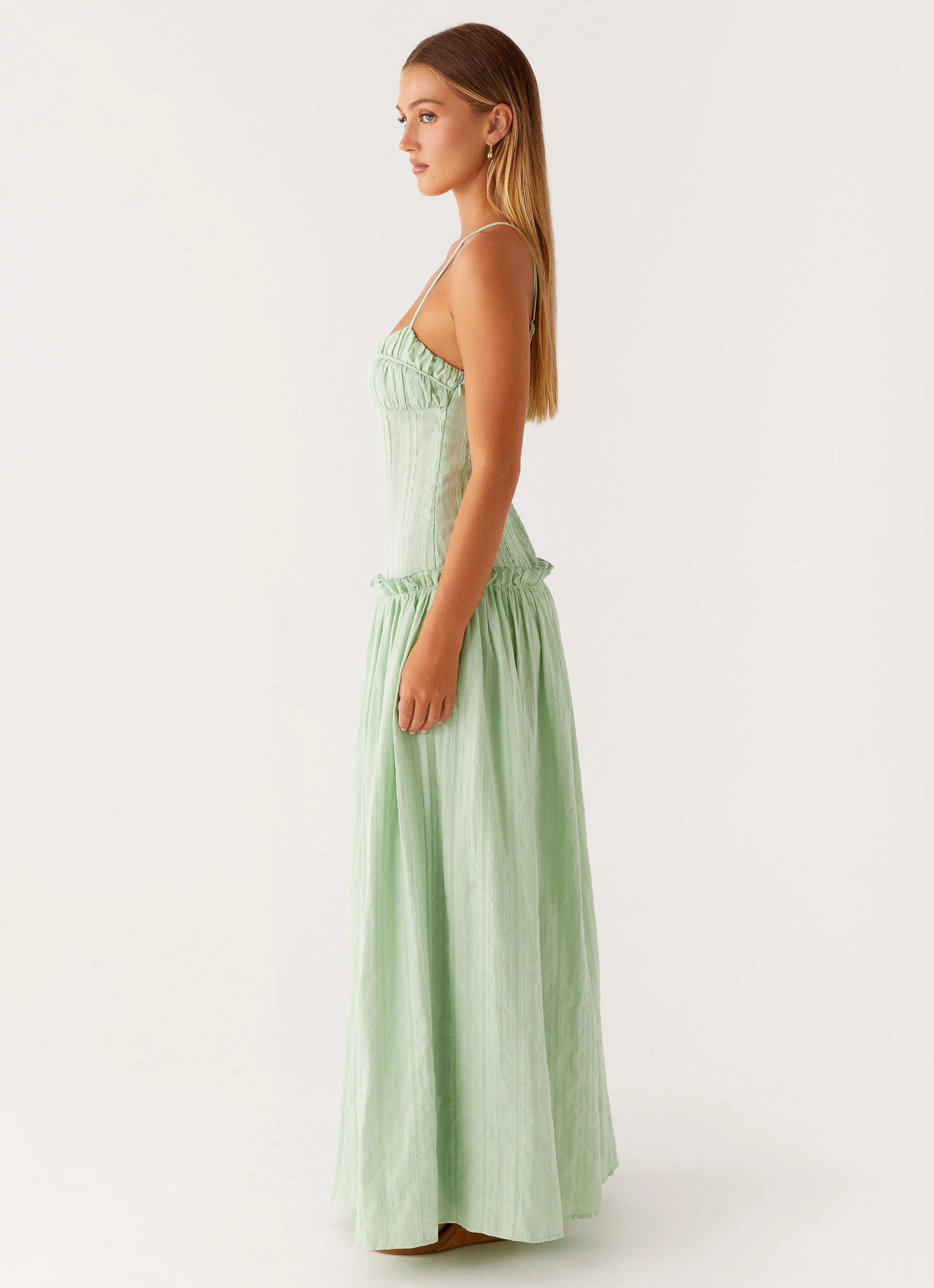 Jacinda Drop Waist Maxi Dress - Sage Bold Cut Warranty-Included