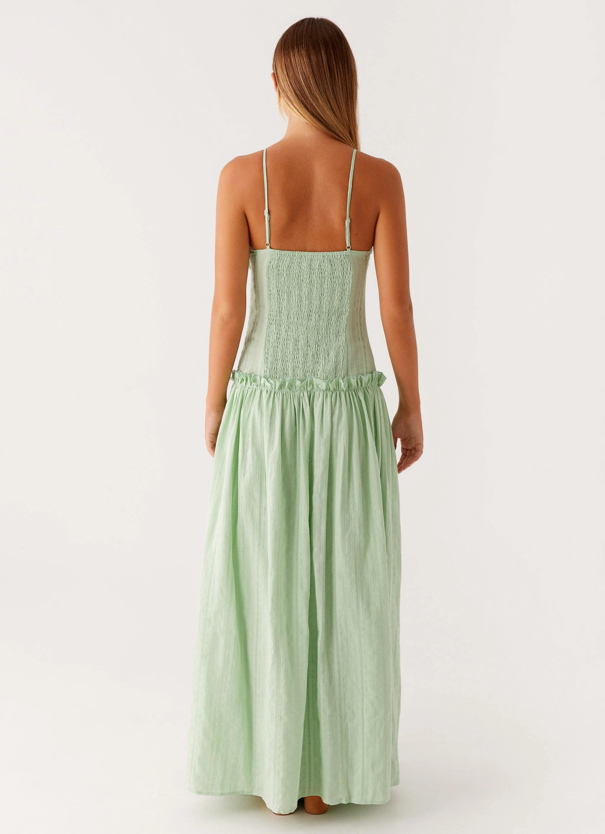 Jacinda Drop Waist Maxi Dress - Sage Flattering Silhouette