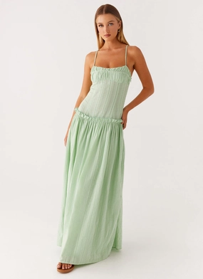 Jacinda Drop Waist Maxi Dress - Sage Airy Base