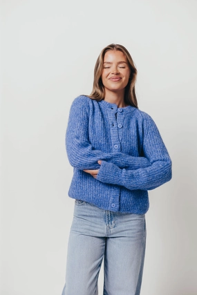 DoubleLayeredFabric PaddedInsulation Jacques Cardigan Top in Cobalt Blue