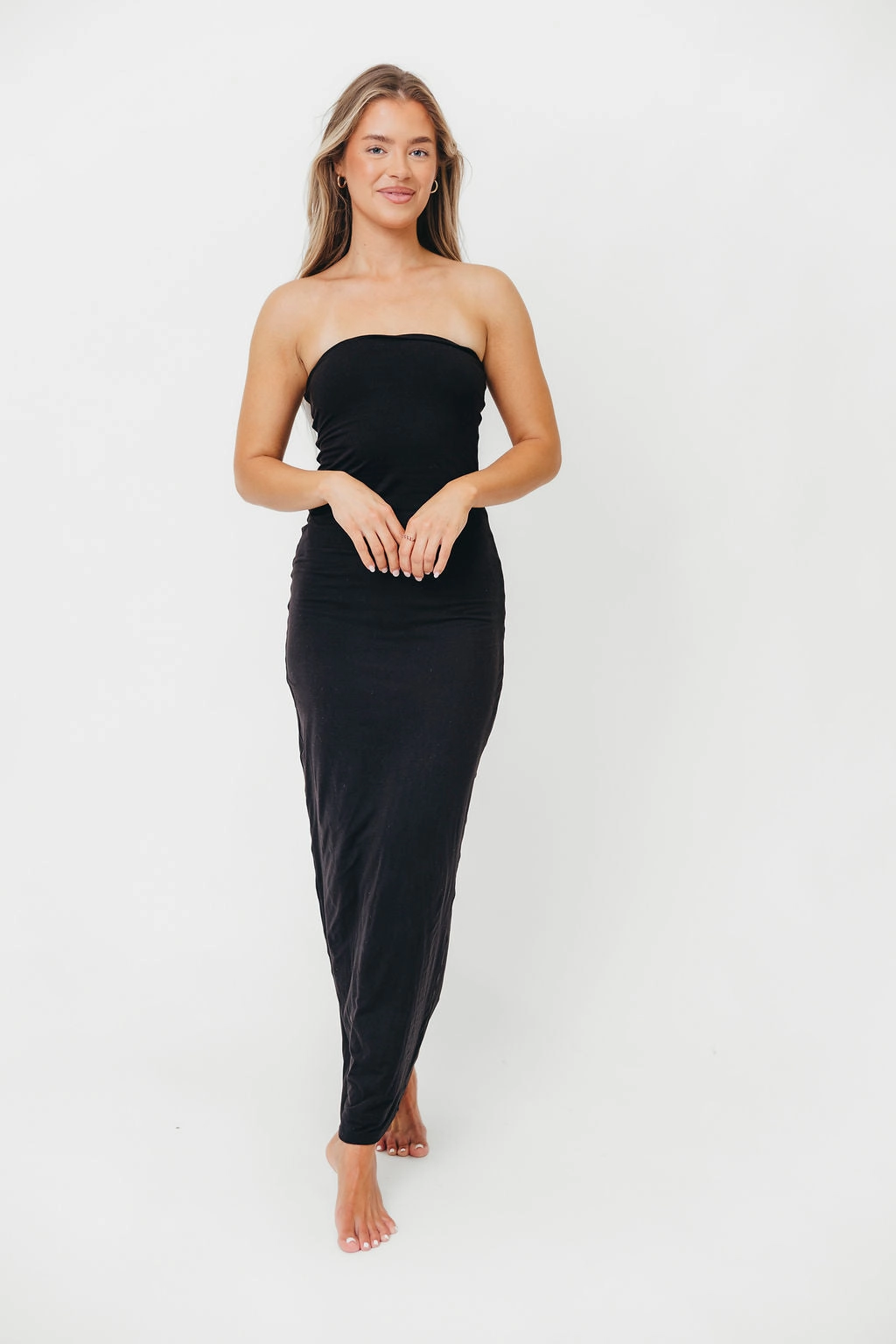 Jade Butter Soft Double Lined Maxi Dress in Black - Bump Friendly Shine Finish