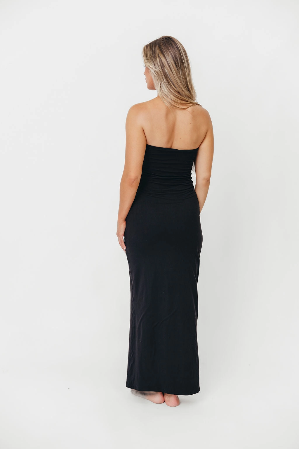 Sharp Motion Street Ready Jade Butter Soft Double Lined Maxi Dress in Black - Bump Friendly