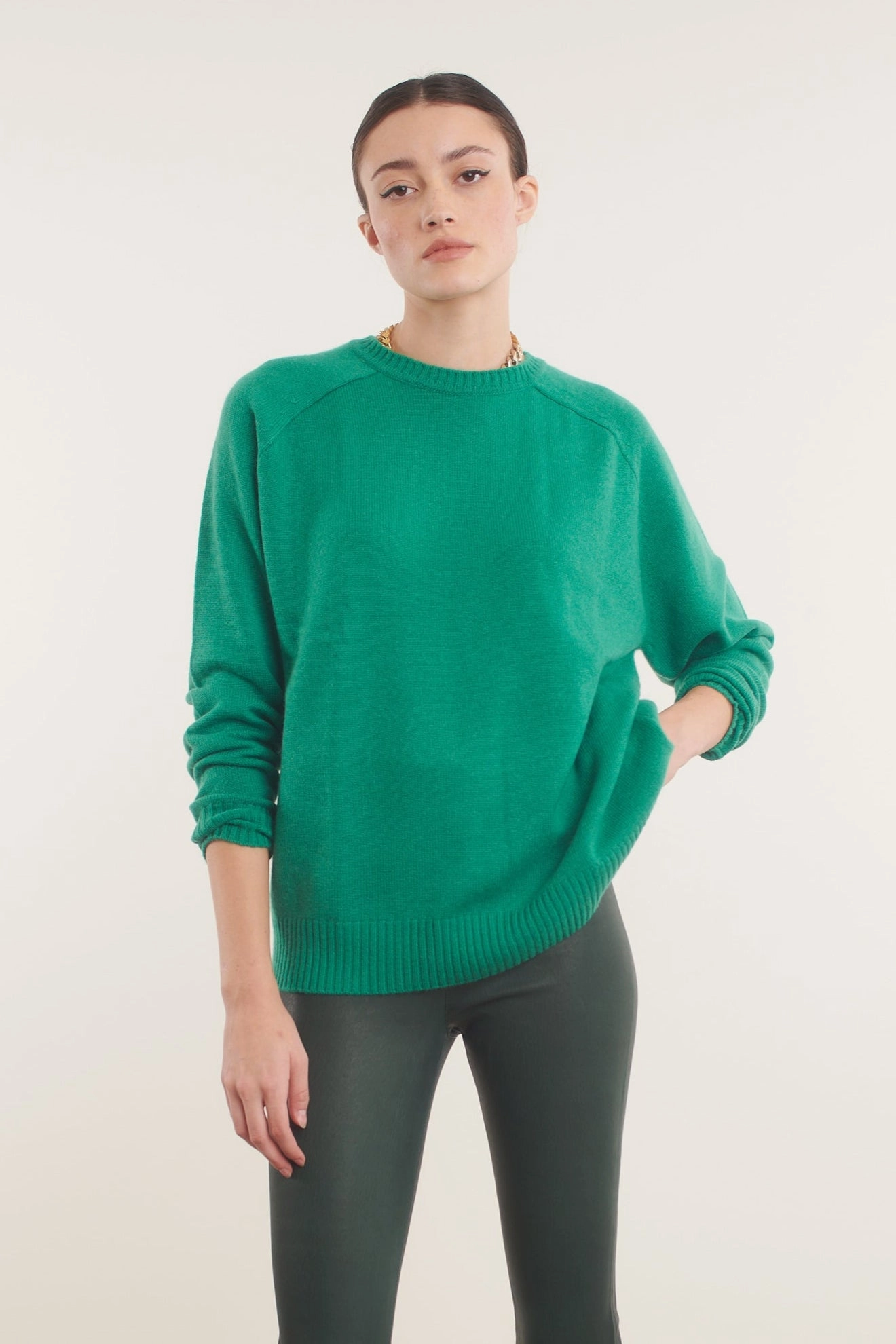 DurableWeave Fleece Pullover Jade Cashmere Boyfriend Sweater