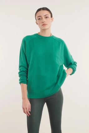 DurableWeave Fleece Pullover Jade Cashmere Boyfriend Sweater