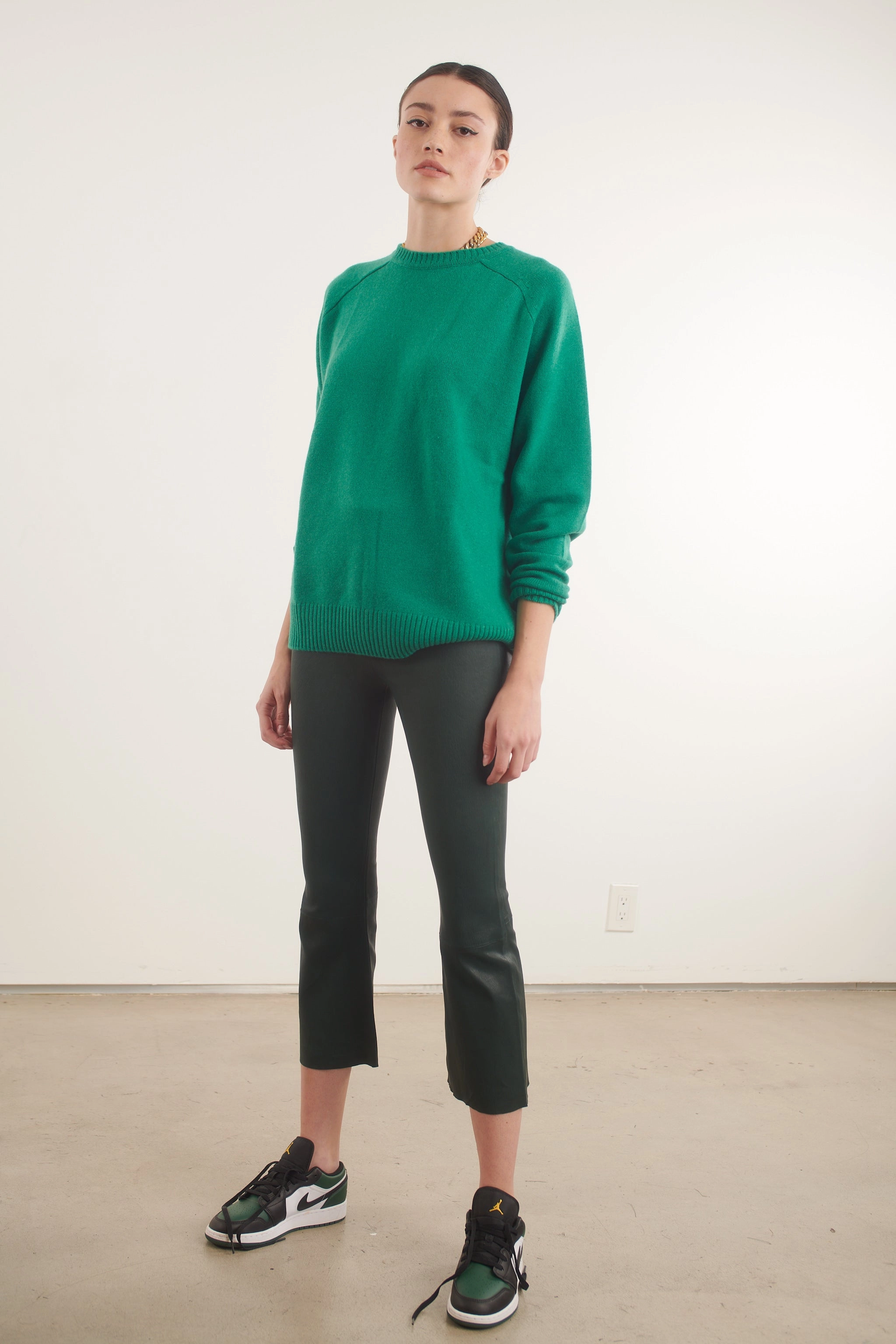 Jade Cashmere Boyfriend Sweater Quick Release Buttons Reflective Accent Stripes