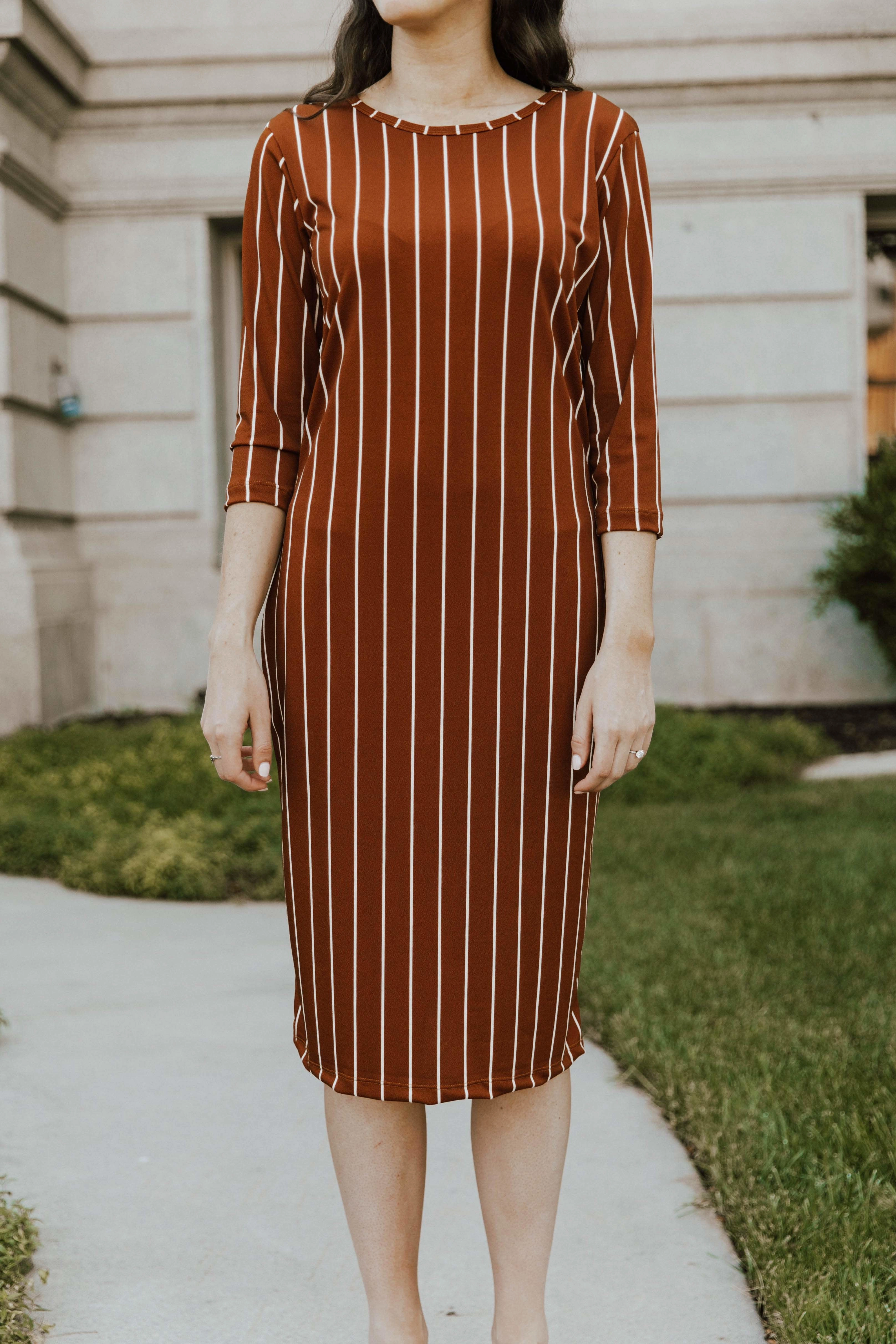 Blue Sky Seasonal Style Jadyn Dress Gold Stripe