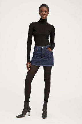 Low Profile Seaming WrinkleResistantTextile Jane Denim A-Line Mini Skirt