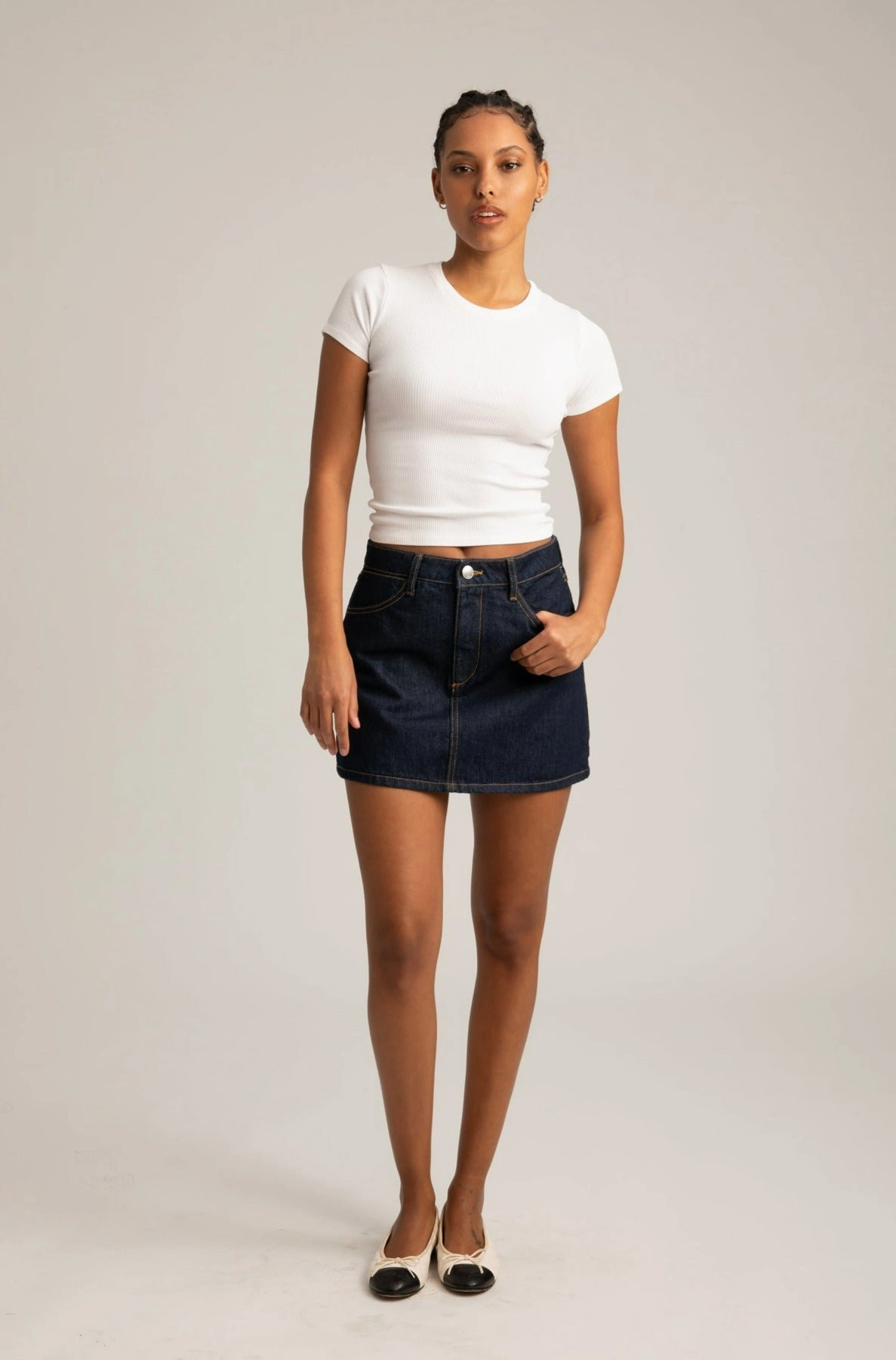 Bonded Seam Technique Jane Denim A-Line Mini Skirt