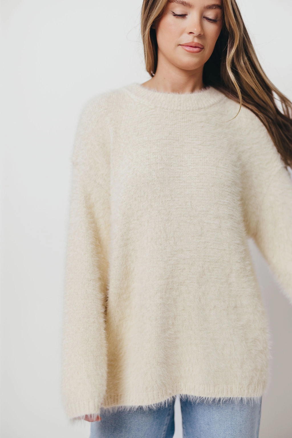 Jane Pullover Sweater in Cream (No Restock) UltraSoftInterior Durable Interlock Stitch