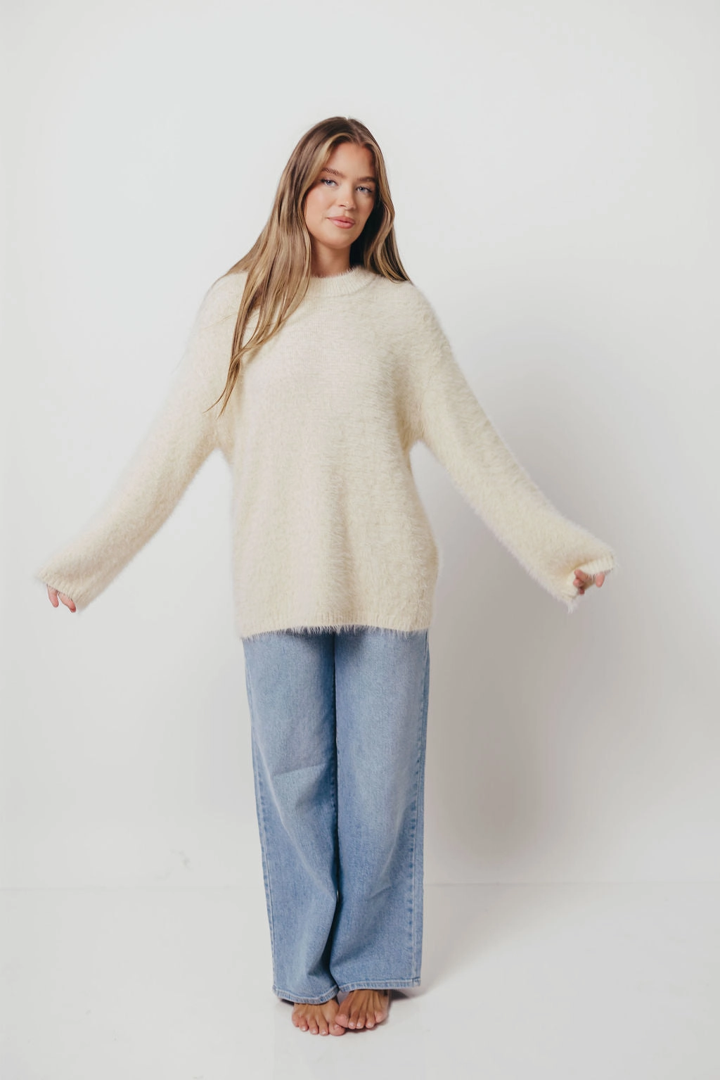 Jane Pullover Sweater in Cream (No Restock) Anti Pilling Finish NonIrritatingSeams