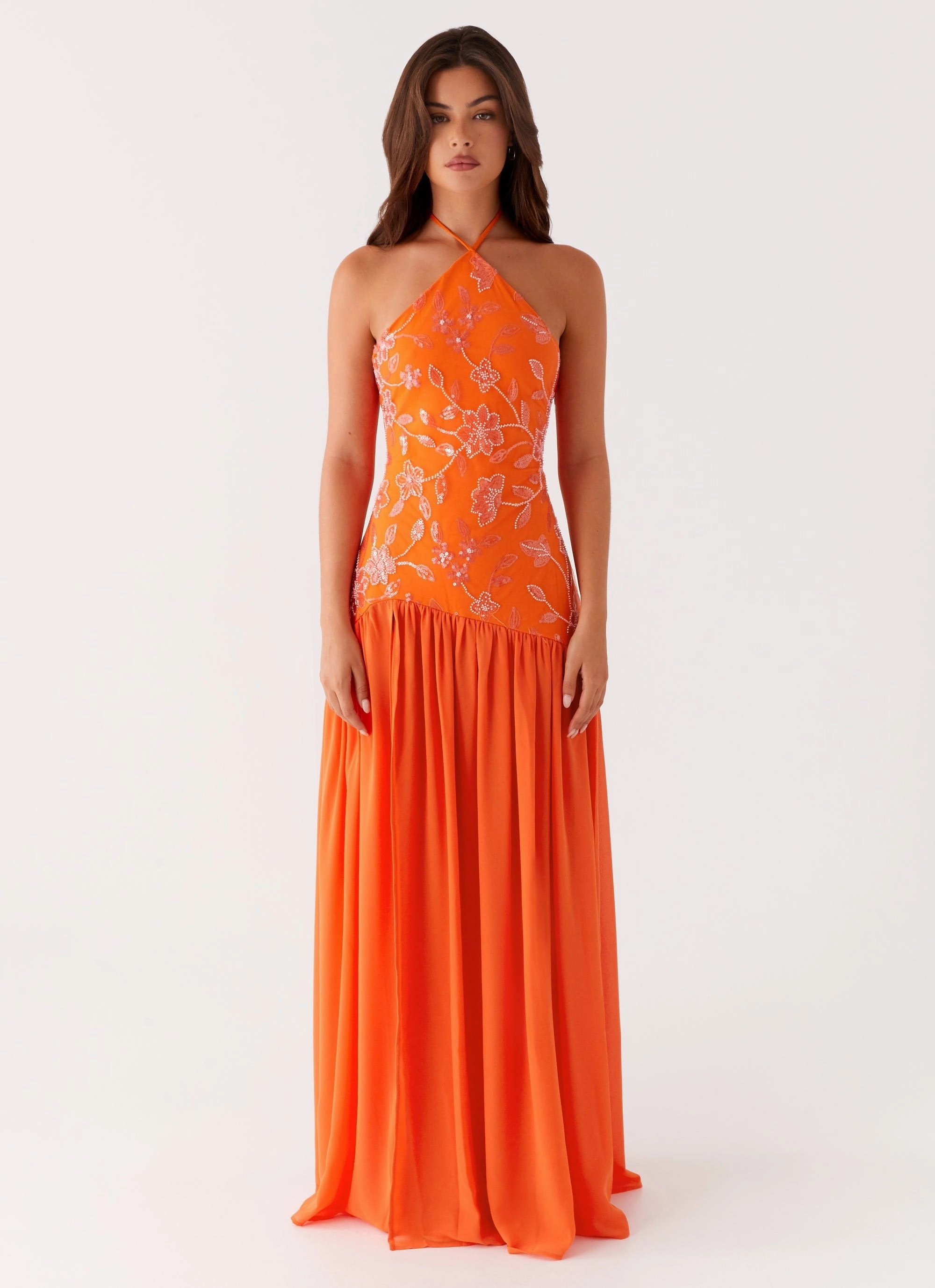BreathableFabric Janelle Beaded Maxi Dress - Orange