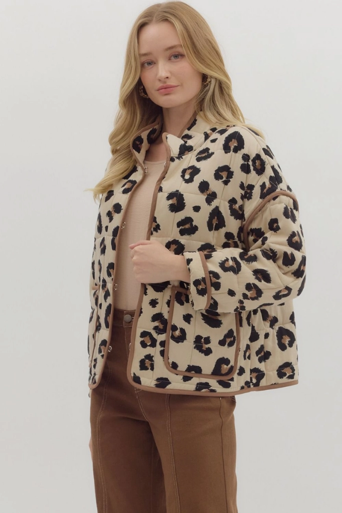 Auxiliary Attachment Points RipResistant Reinforcement Janice Quilted Leopard Jacket