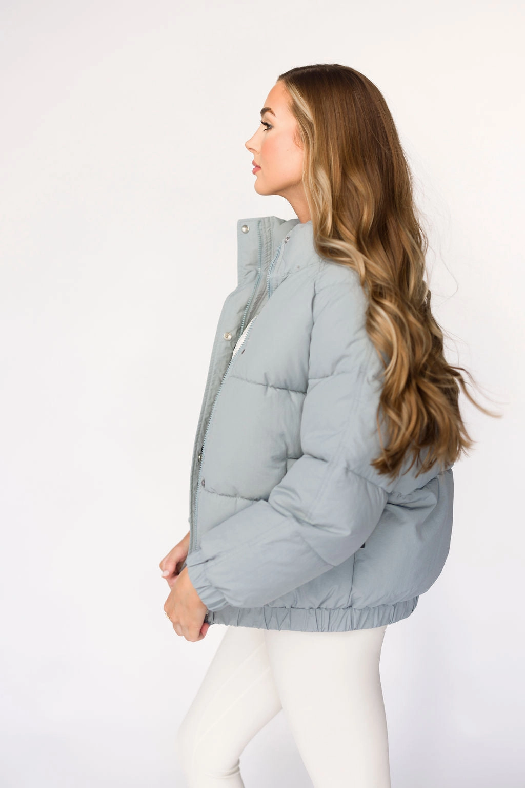Jasmine Oversized Puffer Jacket in Iceberg Tencel Blend Fabric